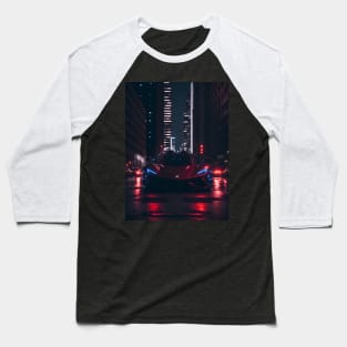 Chicago Night Ride Red Sports Car Baseball T-Shirt